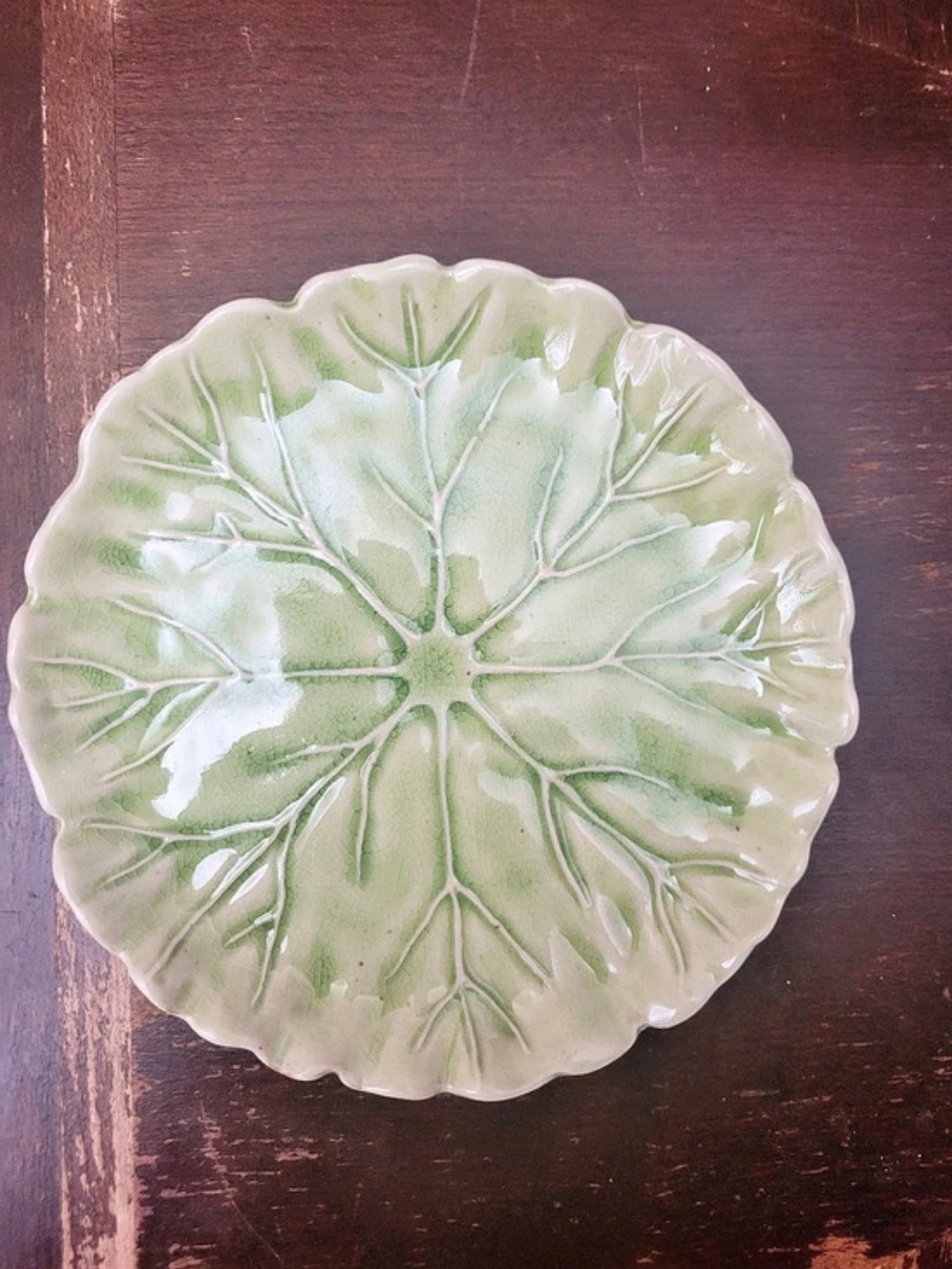 Anthropologie Cabbage Ceramic Salad Plate Green